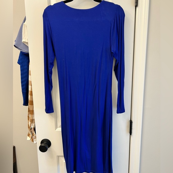 A Pea In the Pod Long Sleeve Maternity Dress Royal Blue SZ Med MIDI baby shower - Picture 6 of 8